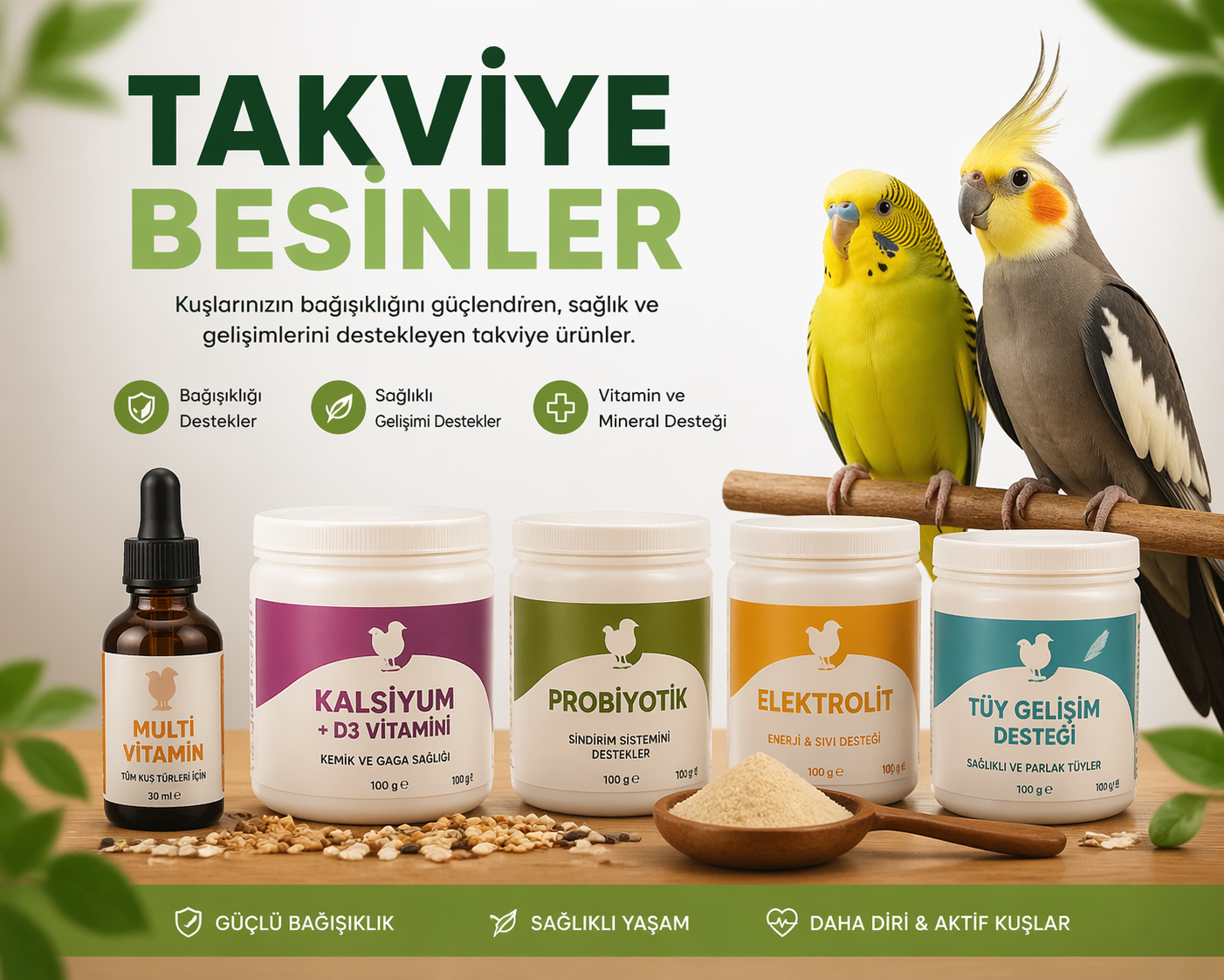 Kuşlarda Takviye Besin ve Vitamin Kullanımı