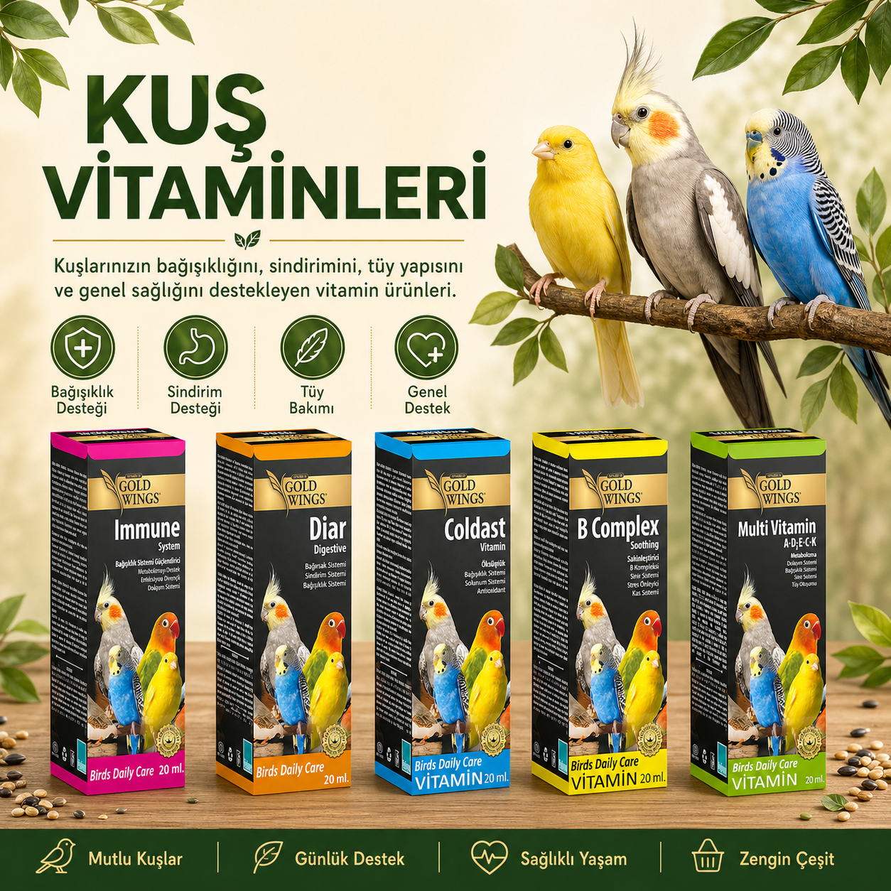 Kuş Vitaminleri ve Takviyeleri